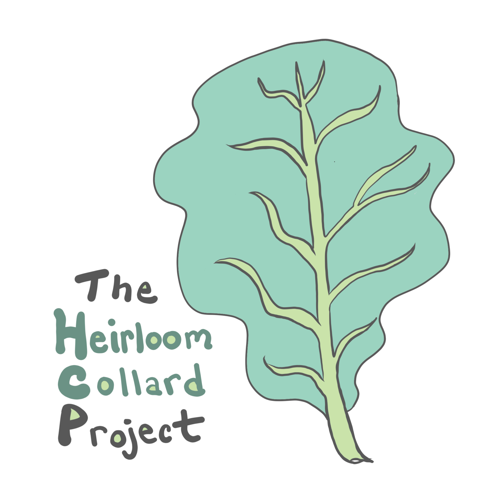 Illustrated collard leaf with the words 