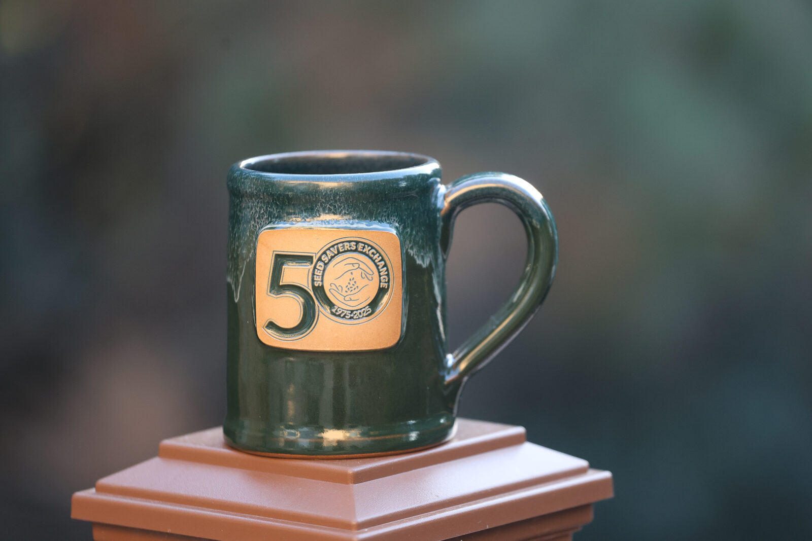 Teal coffee mug designed with a 